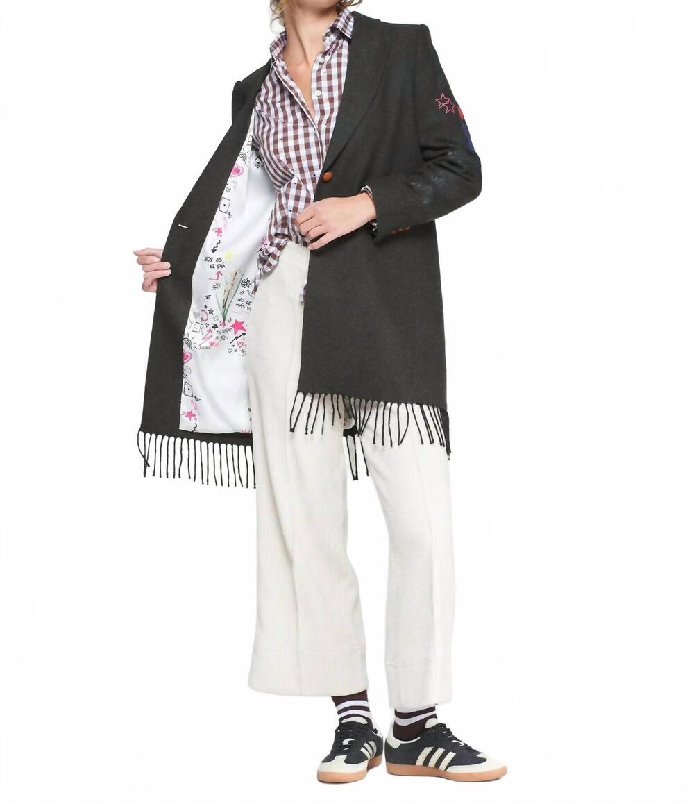 NEW VILAGALLO amalia graffiti coat in dark green